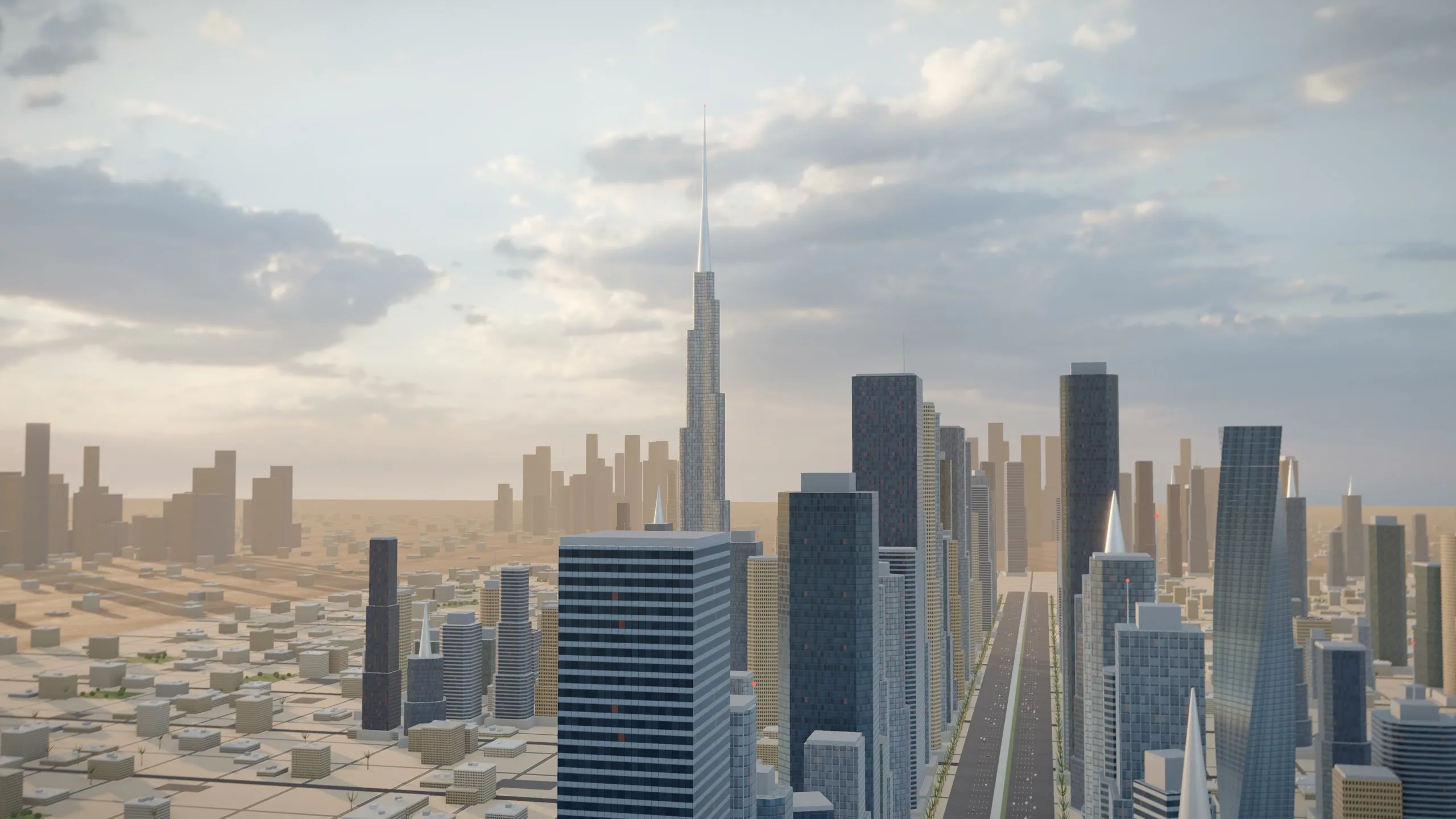 Dubai skyline at golden hour