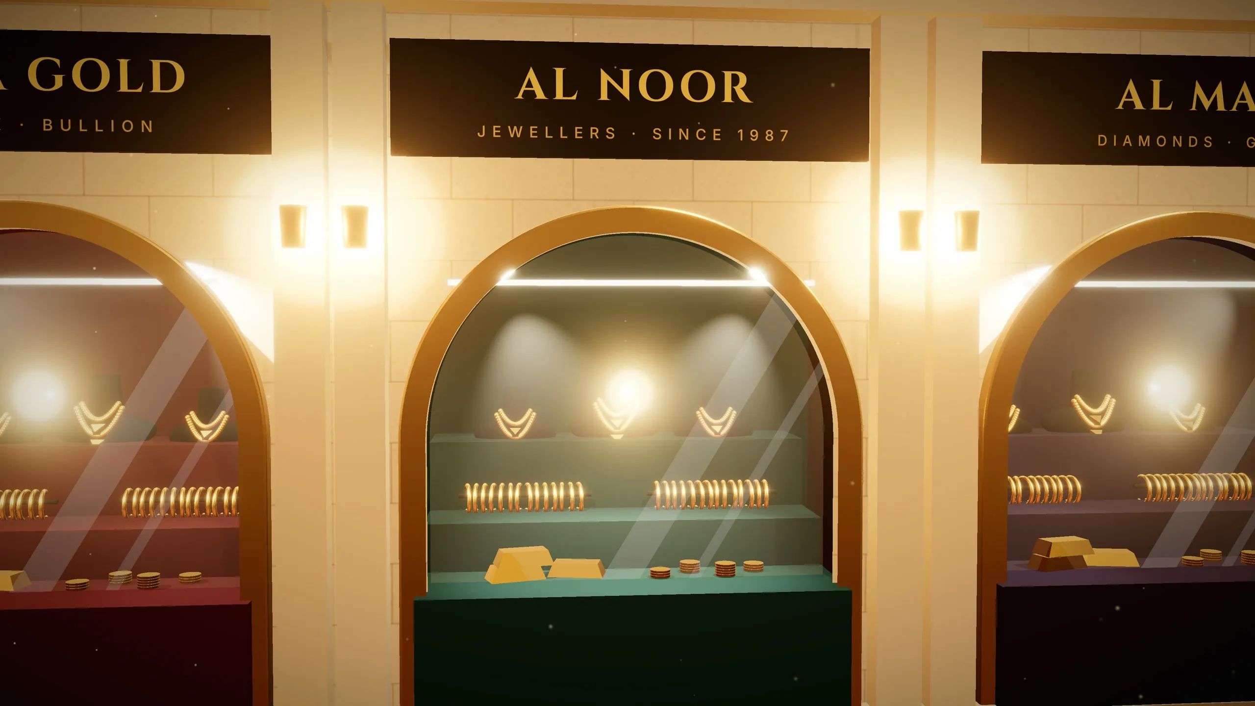 A gold jewellery shopfront in Dubai